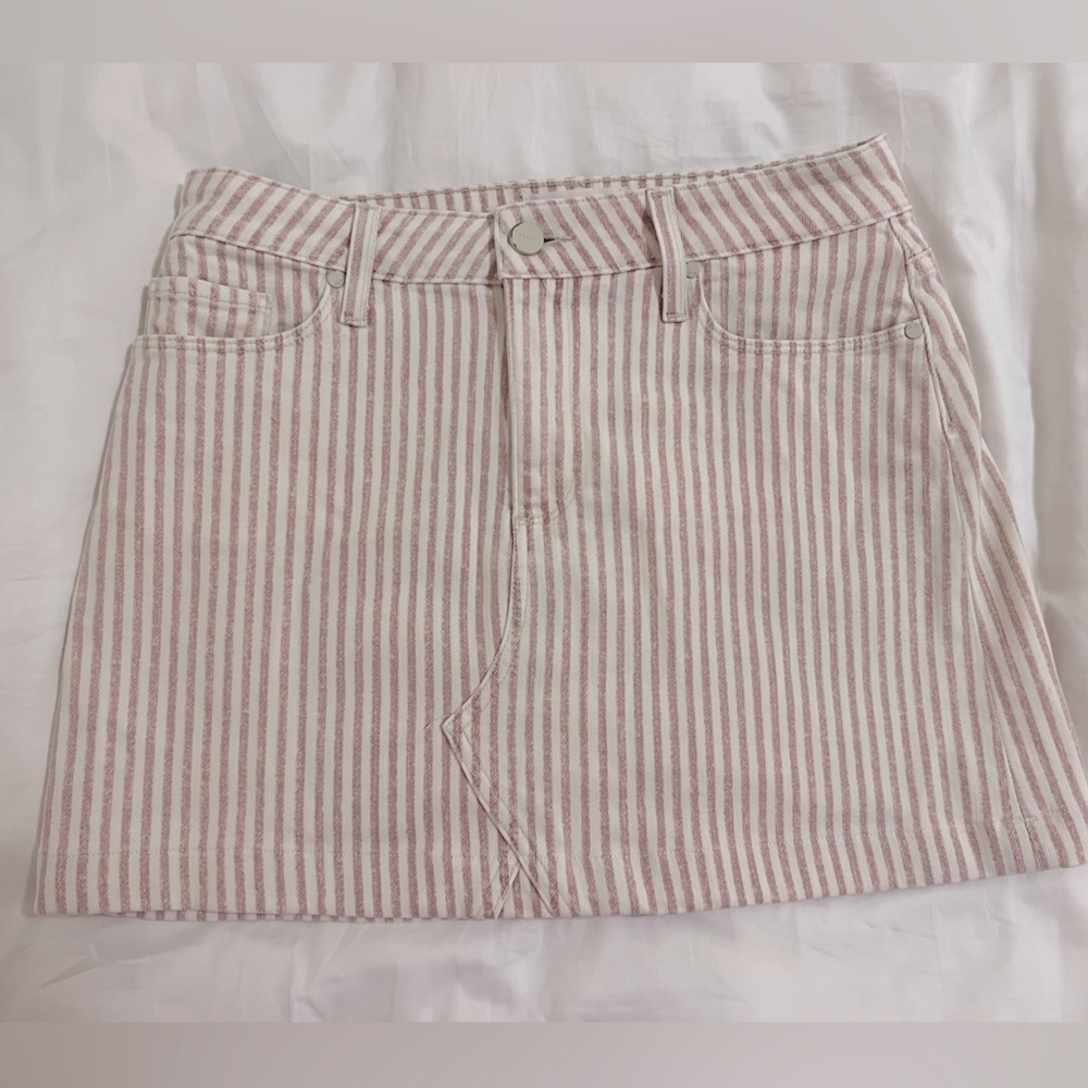 PAIGE pink & white striped mini skirt